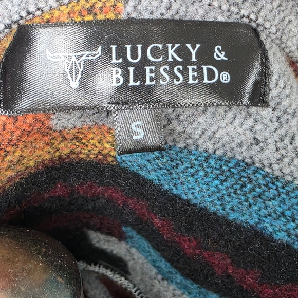 Lucky & Blessed Southwest Print Western Fringe Jacket, Size Small - Picture 8 of 9